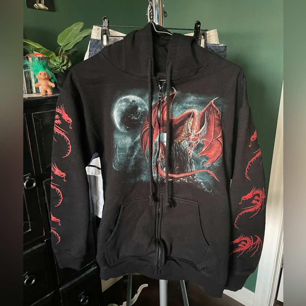 Crazy Y2K dragon tribal 3D print streetwear hoodie